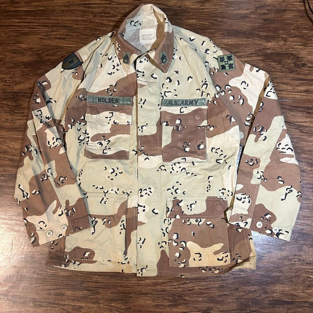 90s US Army Desert Storm Camo Combat Military Coat Jacket Size Medium